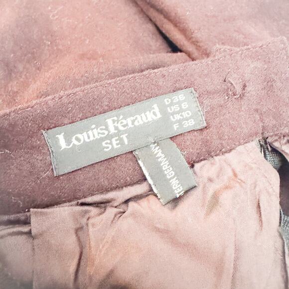 Louis Feraud Virgin Wool Angora Burgundy Pencil Skirt Size 6 - Picture 2 of 6